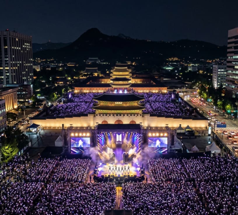 BTS perform at Gwanghwamun Square for their ARIRANG comeback, March 2026