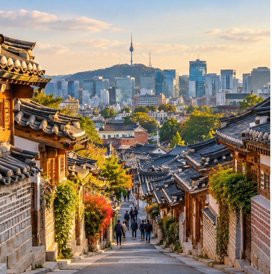 AI-generated editorial travel visual representing the mood of a visit to Busan; not a verified photo of the location.