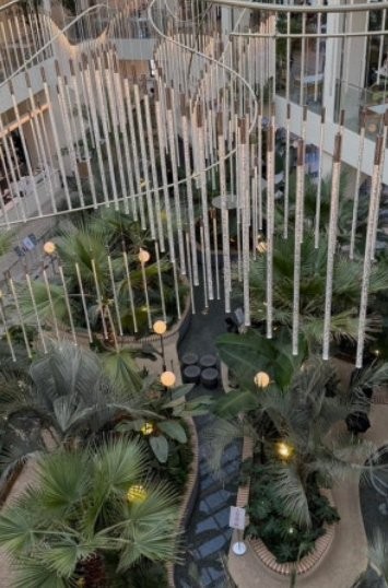 The atrium of HUTAN café, a Korean big café spread across three floors
